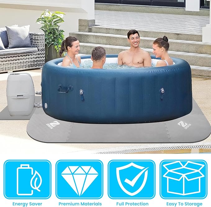85IN Hot Tub Mat for Inflatable Tub,1/4" Thickness Square-Shaped Hot Tub Pad Foundation, Upgraded Thickened Eva Foam Padding for Outdoor Hot Tubs