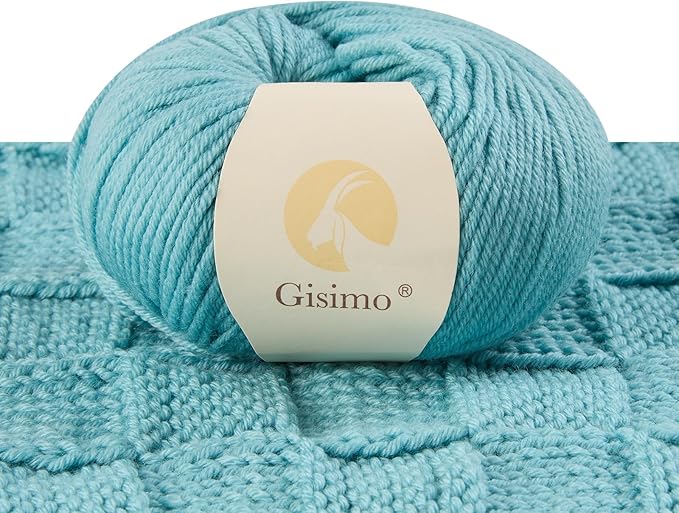 100% Merino Wool Yarn, 6-Ply Luxurious and Soft Yarn for Hand Knitting & Crocheting, 1.76 OZ/50g, 127 yds/116 Meters(Aruba Sea, 1 Ball)