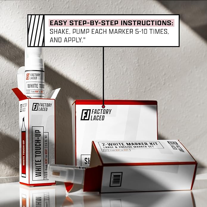 FACTORY LACED Shoe Whitener Bundle - White Shoe Cleaner Includes: White Touch Up, Premium Midsole Marker and Precision Marker - Safe on Leather, Canvas, Vinyl, Nylon and More