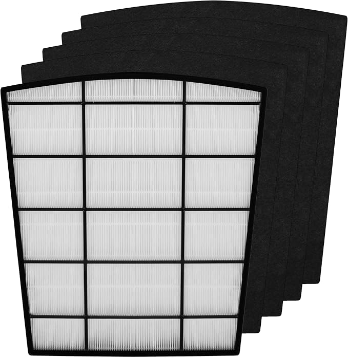 HP800 Filter Replacement, Compatible with HP800 Air Purifier, Part Number H-HF800-VP H-PF800, 1 H13 True HEPA Filter and 4 Carbon Pre-Filter