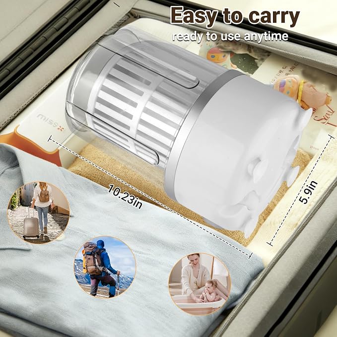 3L Portable Washing Machine,3 In 1 Portable Washer-Dryer Combo, Home Mini Underwear-Specific Washing Machine，3 Modes 3000mAh Laundry Machine for apartments, dormitories, travel, and hotels (White)