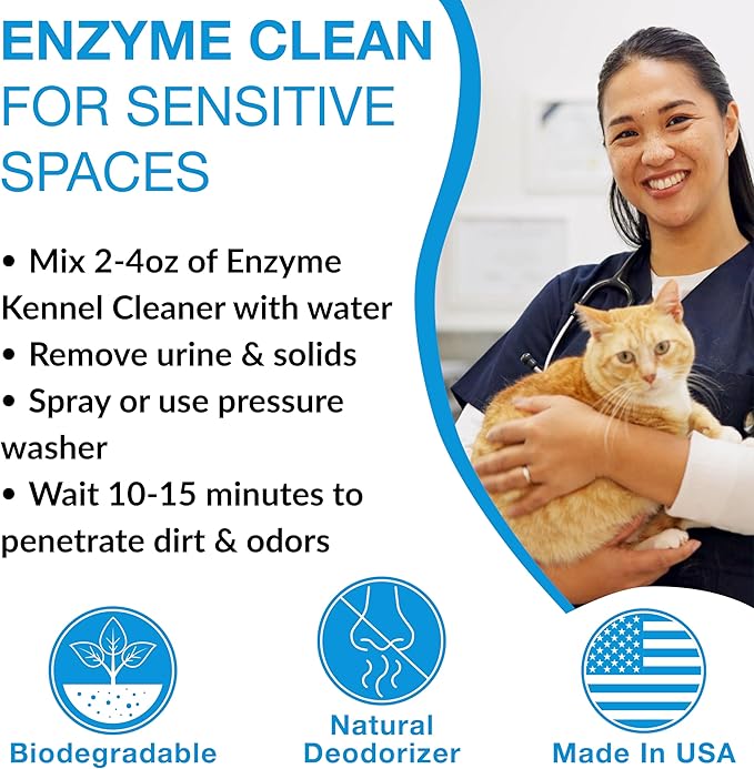 Orb-3 Enzyme Kennel Cleaner, Professional Pet Odor & Stain Remover – Enzymatic Formula for Kennels, Crates, Floors, Carpets & Hard Surfaces, 1-Gallon Jug