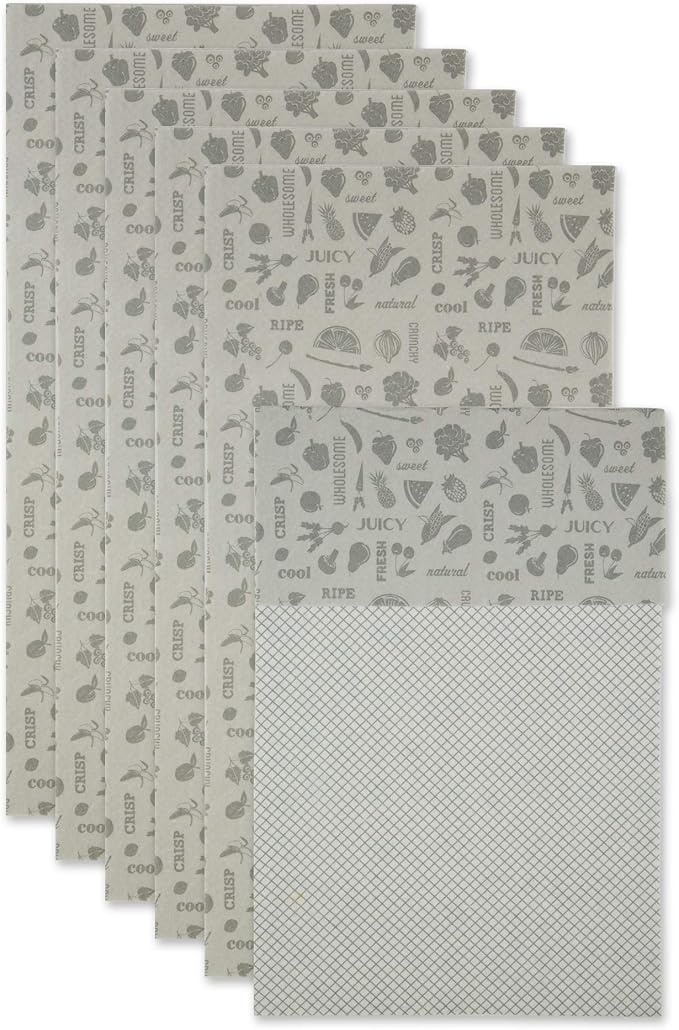 DII Fridge Liner Collection Non-Adhesive, Cut to Fit, 12x24, Gray Veggies, 6 Piece