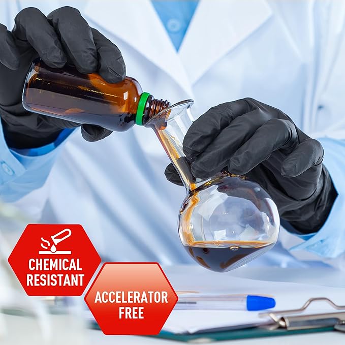 MED PRIDE Nitrile Gloves - Box of 100 Gloves | 5 Mil Thick, Powder-Free, Latex-Free, Lab, Chemotherapy Compliant