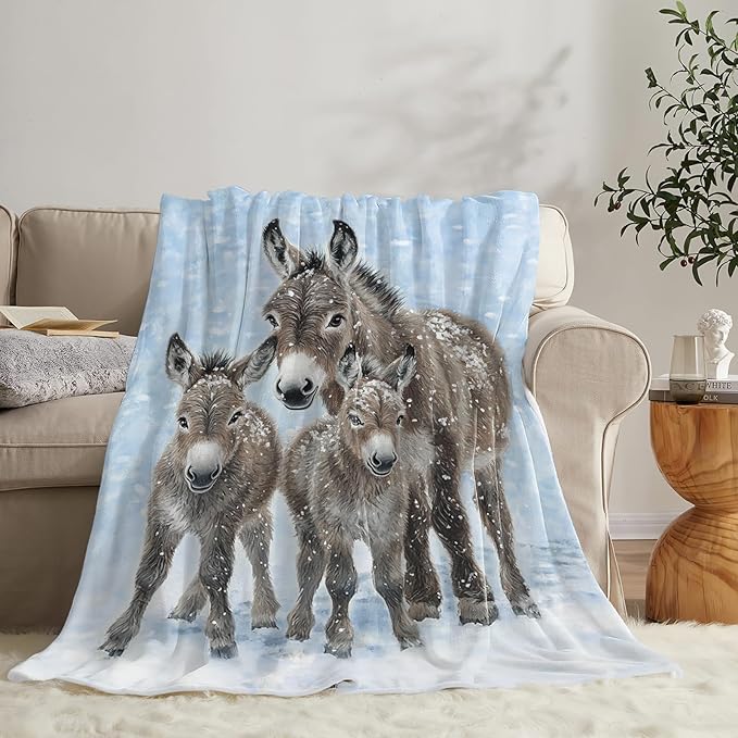 Tijuboni Donkey Throw Blanket Donkey Gifts for Girls Boys Women Men Kids Adults Soft Flannel Fleece Blanket for Couch Sofa Bed Home Decor 40"x50"