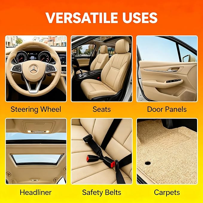 Jocecury 2Pcs Multi-Purpose Foam Cleaner, 600ML Car Interior Cleaner for Leather Seats, Fabric, Vinyl & Carpet, No Rinse Interior Detailer Spray for Shoes, Clothes & Home Surfaces