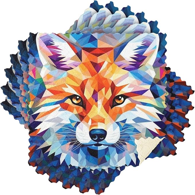 Fox Geometric Kitchen Towels Dish Cloths Set of 6 Microfiber Cleaning Cloths for Cars Super Absorbent Machine