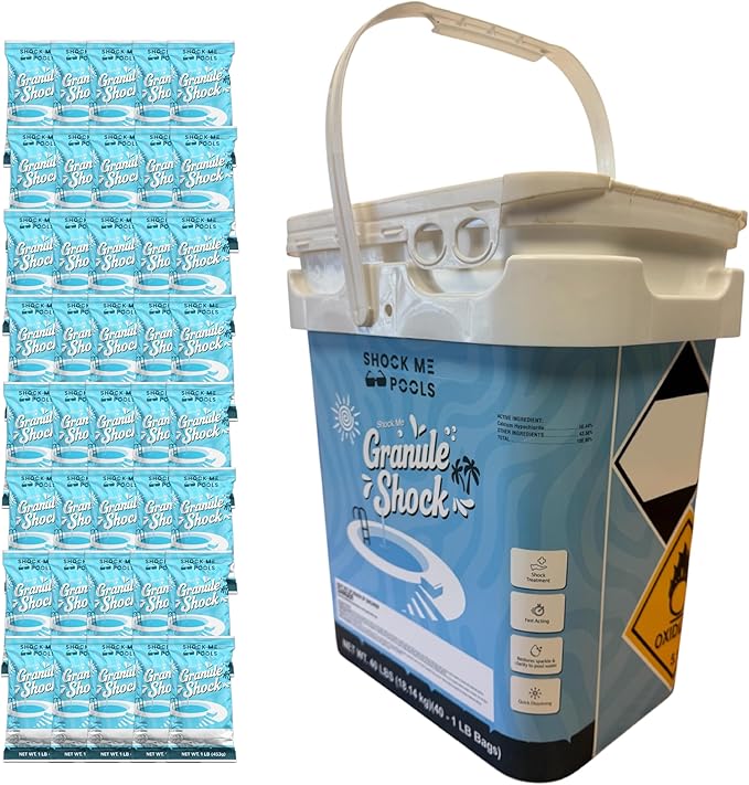 Cal Hypo Granule Pool Shock – Fast-Dissolving Chlorine Shock Treatment for Swimming Pools – Powerful Pool Water Clarifier & Sanitizer – for Inground & Above Ground Pools – 1 lb Bag (40 Pack)