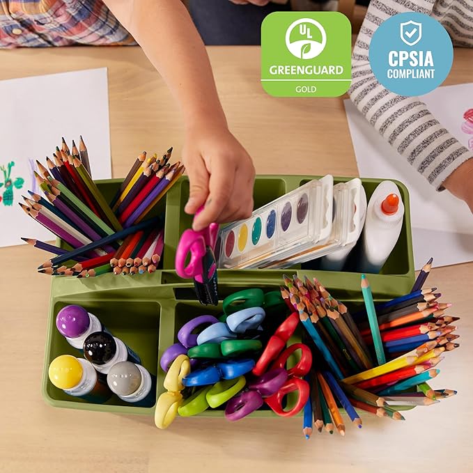 ECR4Kids 6-Compartment Large Plastic Caddy, Multipurpose Organization, Earthtone, 6-Pack