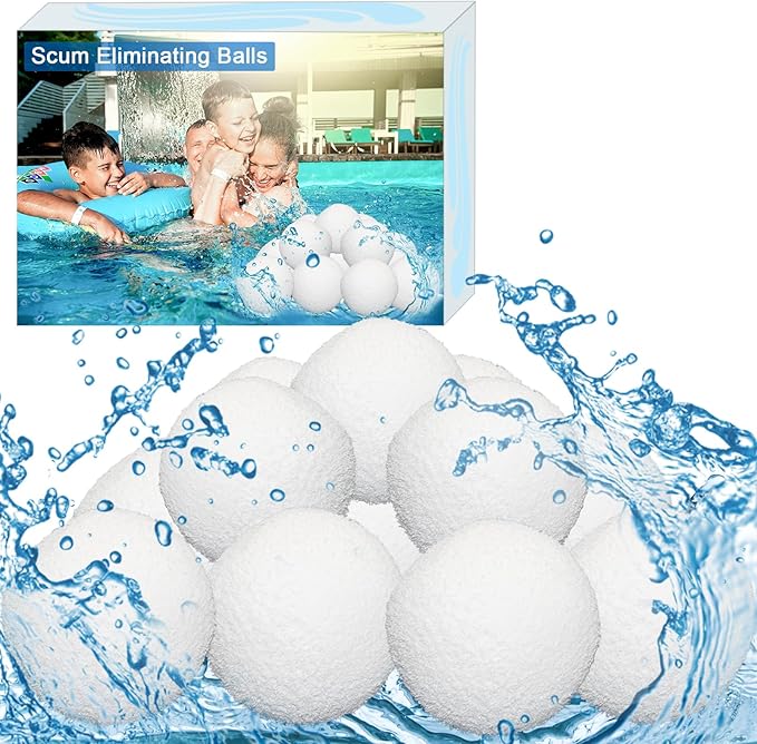 Scum Balls for Pool,3 Inch Scum Eliminating Balls,Reusable Oil Absorbing Sponge,Washable Pool Filter Cleaner Sponge Ball,Floating Scum Absorber for Hot Tub,Swimming Pool,Spa (12pcs)