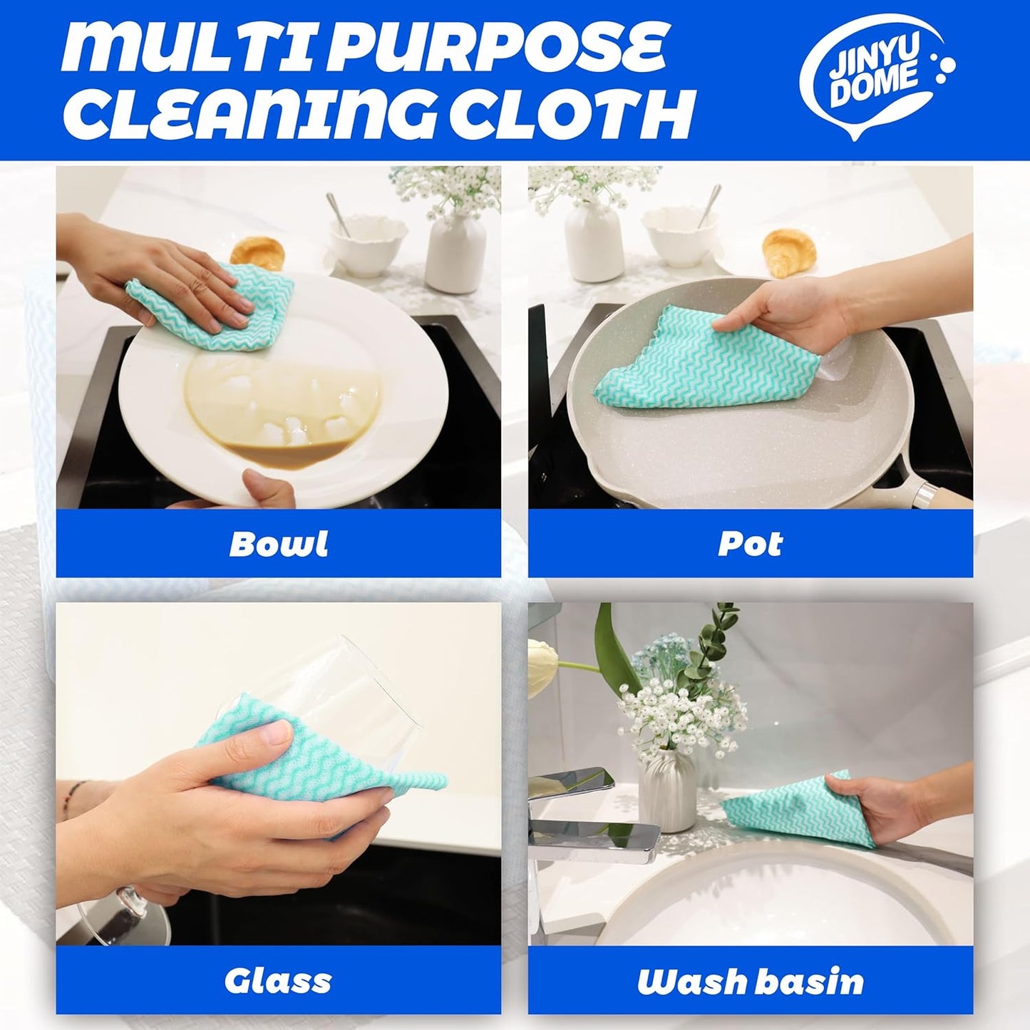 Handi Wipes Reusable Cloths, Green Disposable Kitchen Cleaning Towel Roll, Heavy Duty J Cloth,50 Count