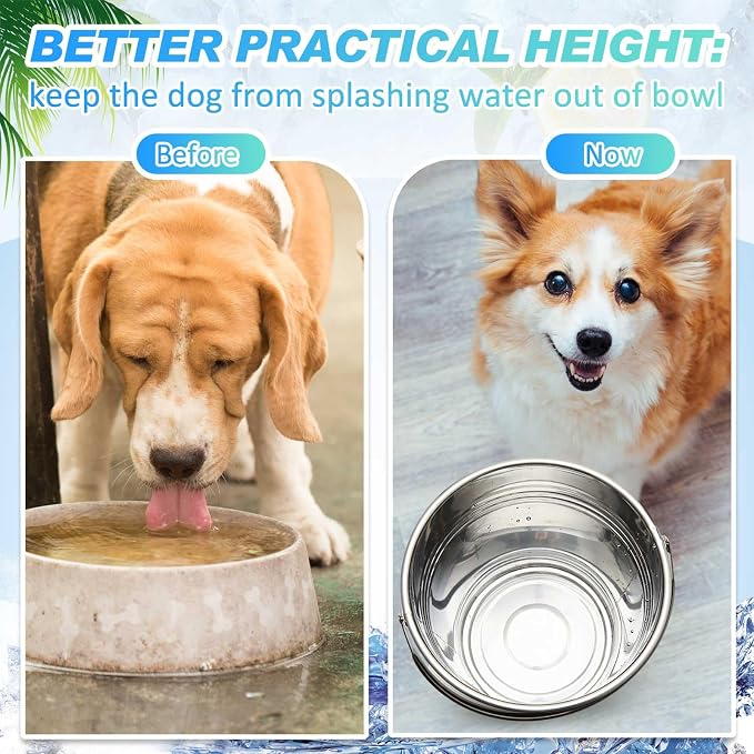 Hicarer 6 Pcs 1.5 Quart Stainless Steel Dog Water Bucket, Heavy Duty Stainless Steel Easy Clean Bucket Water Pails for Dogs Pets, for Kennels Farms Fences Cages Home