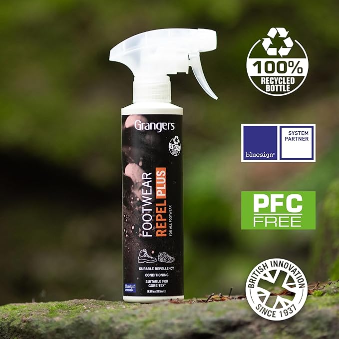 Granger's Footwear Repel Plus Spray-on Waterproofer for all Outdoor Footwear. 9.3 fl oz |For Work, Hiking, Outdoor Shoes| Bluesign approved, PFC-free