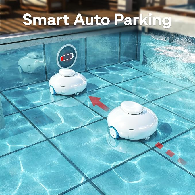 K2 Cordless Robotic Pool Cleaner, 120-Min Runtime Pool Vacuum for Above/In-Ground Flat Pools, Strong Suction for Sand & Leaves, Auto-Parking, Covers Up to 1140 Sq.ft