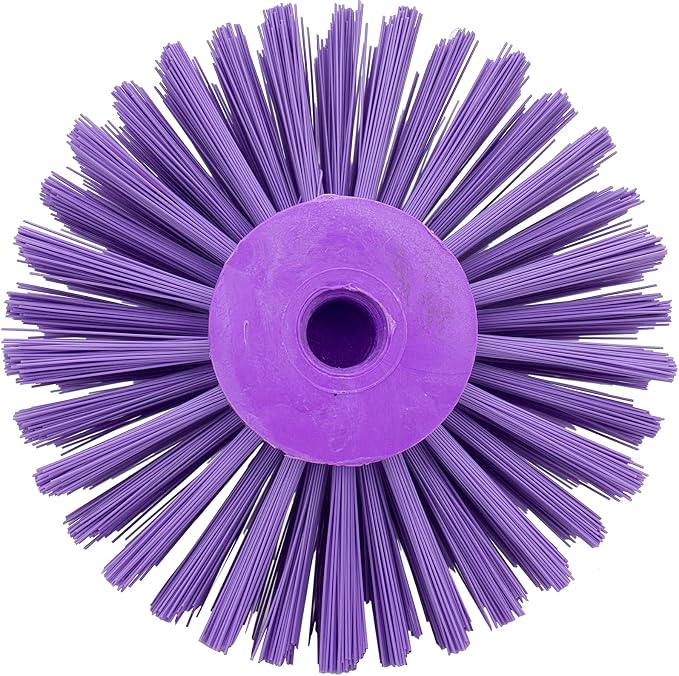 SPARTA Industrial Tank Brush Head Pipe Brush Head, Drain Brush with 3/4" Thread Hole (Handle Not Included) for Commercial Use, Plastic, 6 x 4.3 Inches, Purple, (Pack of 2)