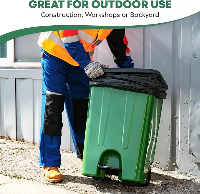65 Gallon Trash Bags | 50 Bags with Ties | Thick for Large Commercial Jobs | Construction Clean Up | Garbage bags for Yard Clean up - TrashMaster