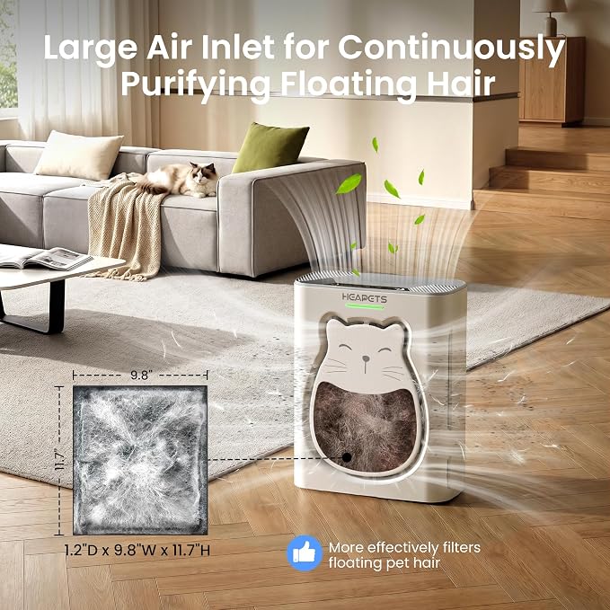 Pet Air Purifier for Home, H13 HEPA Washable Filter,Air Cleaner with APP&Air Quality Monitor for Pet Hair Dander Odor Allergies Pollutant Smoke Dust for Large Rooms 2200 Ft², Auto Mode,P365 White