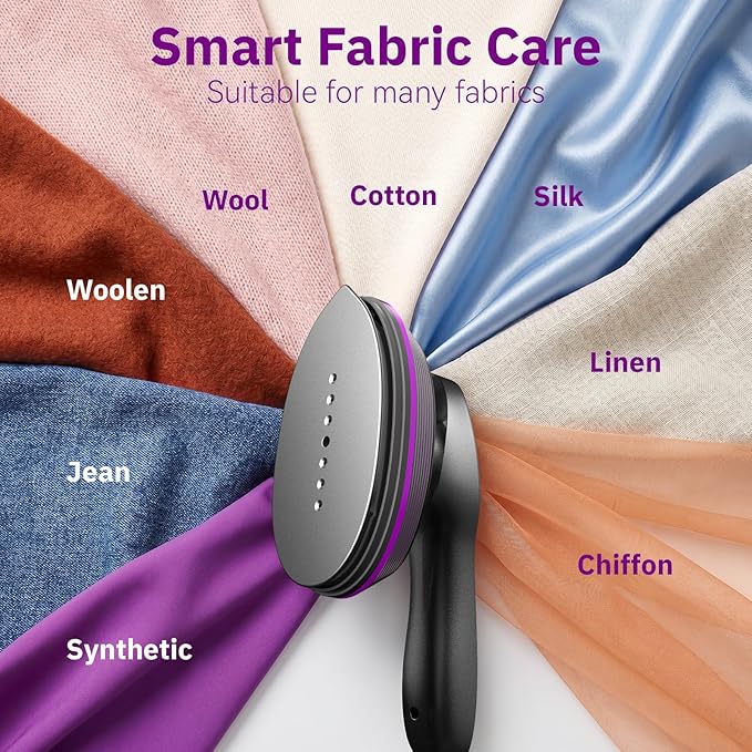 OGHom 2-in-1 Steamer & Iron for Clothes, 120V Handheld Clothes Steamer Iron, 1200W Fast Heat in 20s, Quick Wrinkle Removal 10 Adjustable Levels for Delicate to Thick Fabrics - RosePink