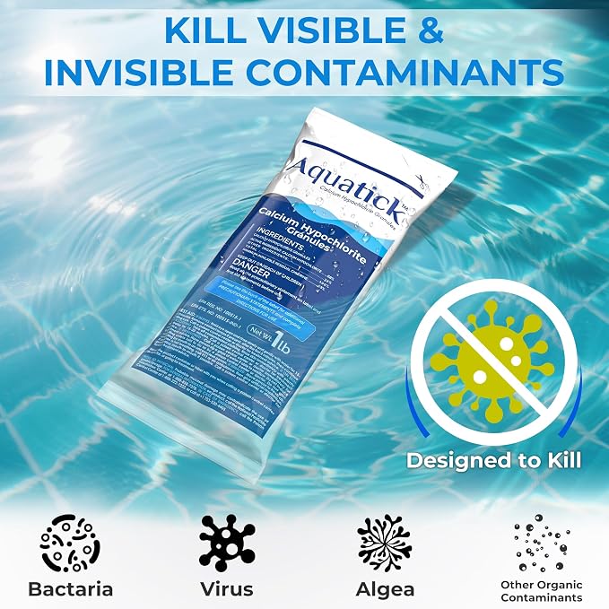 Pro-Grade Chlorine Pool Shock, 68% Cal-Hypo Granular Sanitizer, Prevents Bacteria & Algae, Restores Crystal Clear Water - Shock Treatment, Swimming Pool Chemical - 6 X 1lb