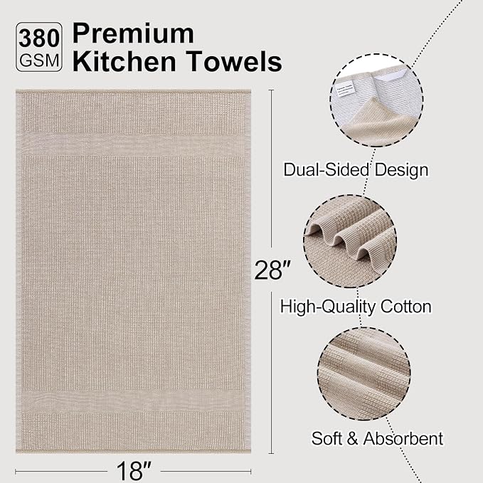 Mordimy Premium Kitchen Towels 6 Pack (18 x 28 Inches, Multicolor), Large Cotton Kitchen Hand Towel, Flat & Terry Dish Towels for Drying Dishes, Super Absorbent Tea Dishtowels Set with Hanging Loop