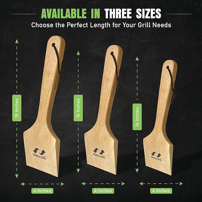 All-Natural Wooden Grill Scraper Tool 16" | Bristle-Free Grill Cleaner for Outdoor Grill | Eco-Friendly BBQ Cleaning Tool for Safe Grate Care