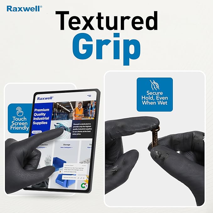 Raxwell Disposable Nitrile Gloves - Food Grade Heavy-Duty Puncture Resistant Black Gloves for Cooking & Food Service