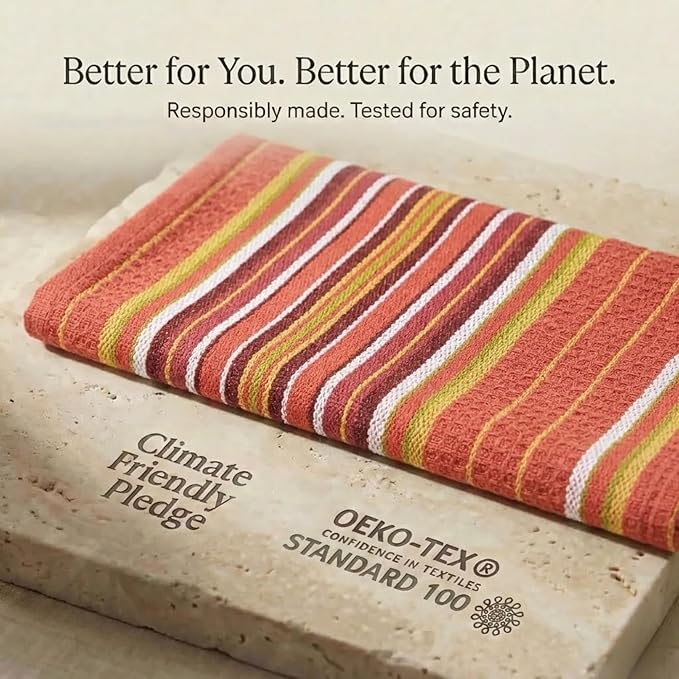Urban Villa Kitchen Towels 100% Cotton Dish Towels for Kitchen(Set of 6) 20”x30” Dish Cloths Highly Absorbent Kitchen Linen Set with Hanging Loop Perfect for Drying Dishes Cleaning Hand Towels - Rust
