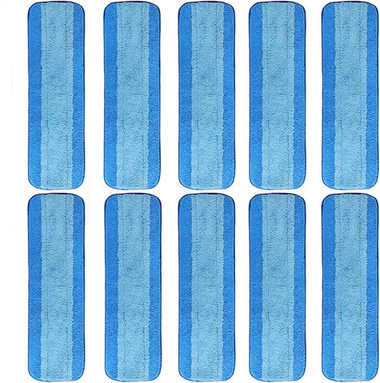 10 Pack Microfiber Cleaning Pads, Reusable Microfiber Mop Pads for 18 Inch Mop, Hardwood & Hard Surface Floors Replacement Cleaning Mop Pads, Machine Washes