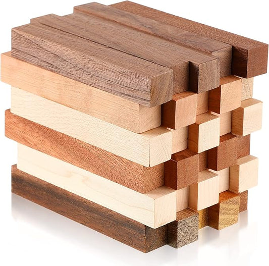 30 Pieces Exotic Wood Pen Blanks Pen Turning Supplies, Black Walnut, Hard Maple, Beech, Sapele, Cherry, and Merbau DIY Crafts Pen Turning Kit for DIY Crafts,5 x 3/4 x 3/4 Inches
