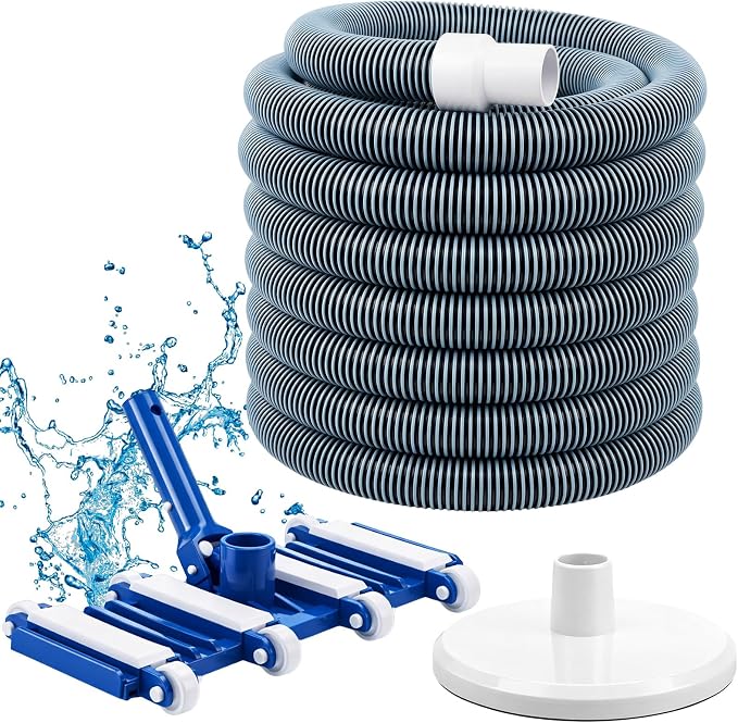 3 Pcs Pool Cleaning Kit 14" Vacuum Head with Flexible Wheels, 1-1/2 x 18ft Hoses and Skim Vacuum Plate Pool Maintenance Cleaning Accessory Tool for Fast, Easy Debris Removal