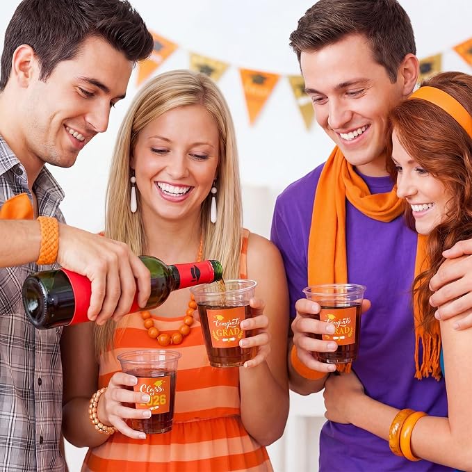 Amyhill 60 Pack 12oz Graduation Cups 2026 Graduation Decorations Disposable Plastic Cups Sturdy&Durable Drinkware for Class of 2026 Decorations Congrats Grad Party Favors Supplies (Orange)