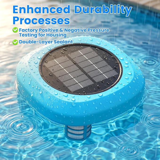Solar Pool Ionizer, Upgraded Floating Ionizer for Pool with 1LB Heavy-Duty Copper Rod & Double-Sealed Housing, Pool Cleaner for Above/In-Ground Pools, Spas, Hot Tubs Up to 45,000 Gallons