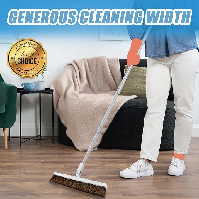 Broom for Hardwood Floors, 18" Swivel Head, 54" Handle Sweeper Lightweight Broom Easy Sweep Like Horsehair Broom