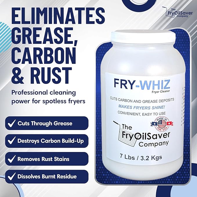 Fry-Whiz 1 Gallon Deep Fryer Cleaner - Commercial Formula for Ovens, Grills & Griddles - No Boil Out Required - Removes Carbon, Grease & Rust - Non-Foaming Food Service Supply