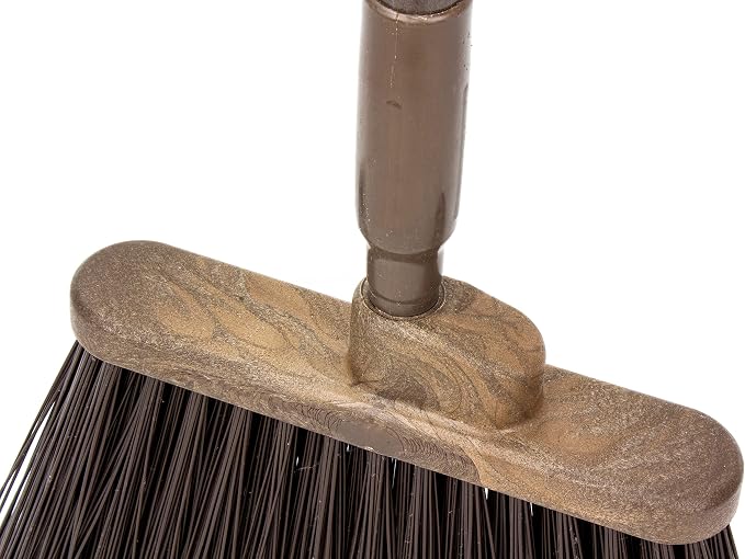 SPARTA 41082EC01 Plastic Color Coded Broom, Flagged Bristles, Long Broom With Angled Head For Large Debris, 56 Inches, Brown