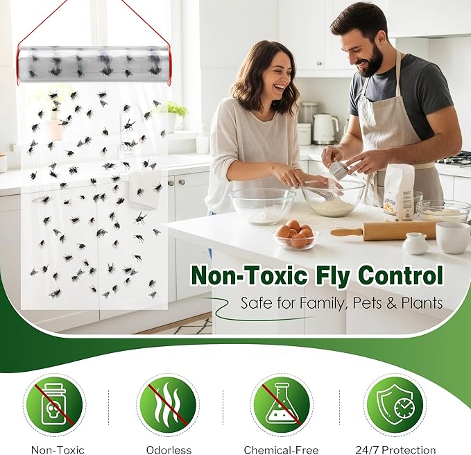 Giant Fly Sticky Trap Roll – 12 Rolls, 360 FT Total Heavy-Duty Fly Paper Glue Trap for Indoor & Outdoor, Hanging & Tree Wrap Insect Barrier for Lantern Flies, Ants, Gnats & Flying Insects