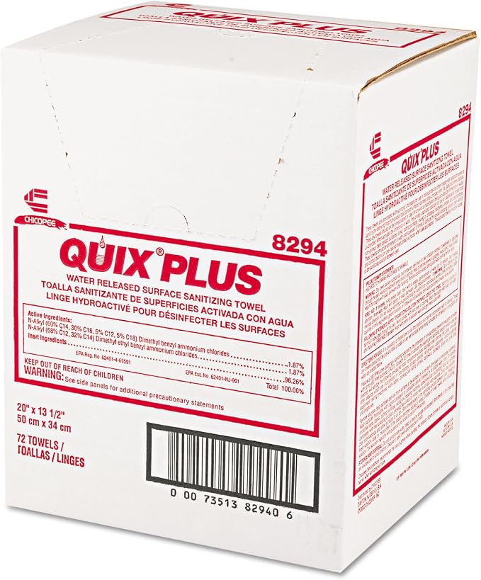 Chix 8294 Quix Plus Disinfecting Towels 13 1/2 x 20 Pink 72/Carton