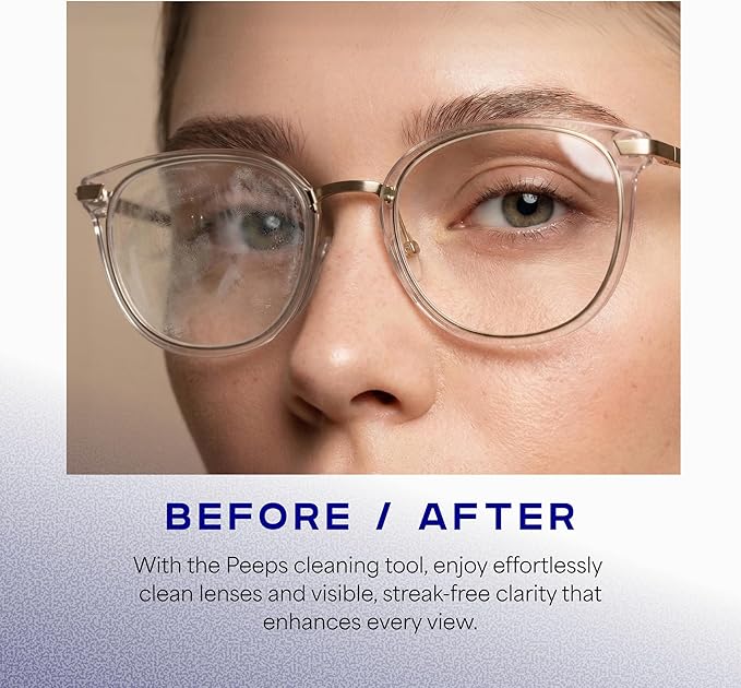 Peeps Glasses Cleaner - for Eyeglasses, Reading Glasses, and More - Lens Cleaner with Carbon Microfiber Tech-Injected Purple-1 Count (Pack of 1)
