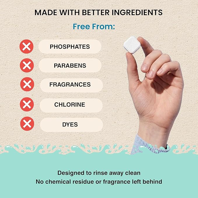 Non Toxic Dishwasher Detergent, 60pk All-in-One Dishwasher Tablets with Built-In Dishwasher Rinse Aid and Water Softener, Non Toxic Dishwasher Pods, Unscented, Septic Safe