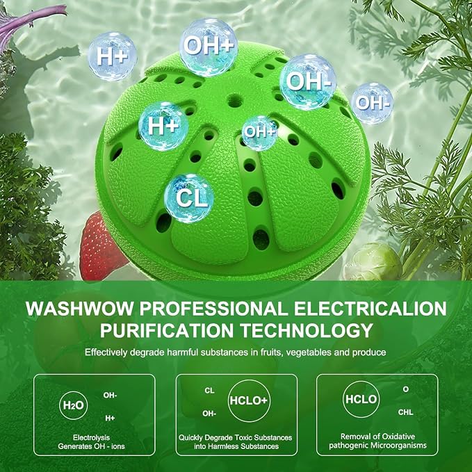 Electrolytic Laundry Ball - Portable Washing Machine Without Laundry Detergent | Fruit and Vegetable Purifier/Kitchen Supplies Cleaning | Pet Bathing Deodorizing & Skin Care | 3in1 Purifier (orange)