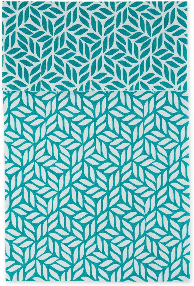 DII Fridge Liner Collection Non-Adhesive, Cut to Fit, 12x24, Teal Abstract Leaf, 6 Piece