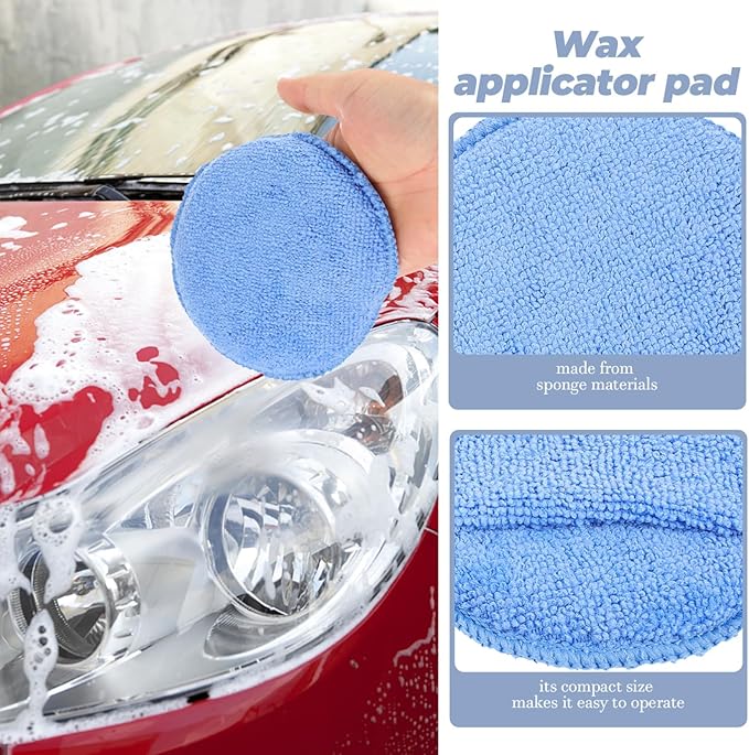GLEAVI 10pcs Car Wax Applicator Pads Microfiber Sponge for Polishing and Cleaning Ergonomic Design for Maximum Control Soft Texture for for Automotive Detailing