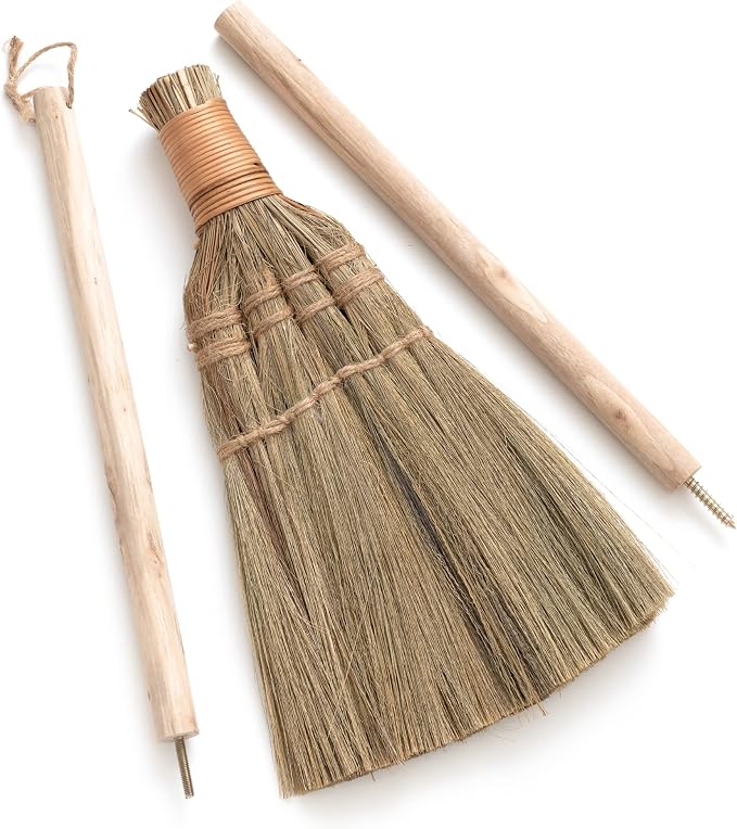 Vietnamese Straw Soft Broom for Cleaning with Long Handle Broom- Broom Decorative 9.45'' Width, 45.28" Length