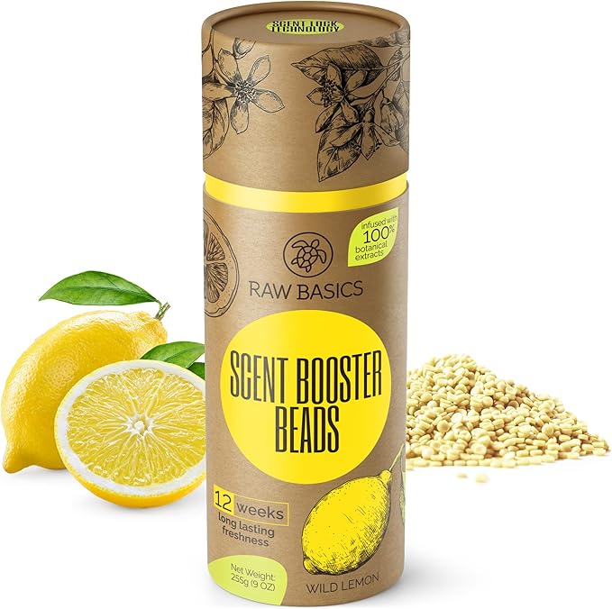 RAW BASICS Scent Boosters for Washer, Wild Lemon Aroma and Dryer Sheets, 80 Bulk Loads