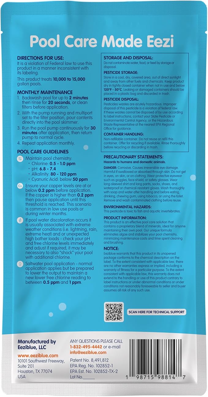 Pool Algaecide 4-Pack for Above Ground & Inground Pool, Algae Treatment