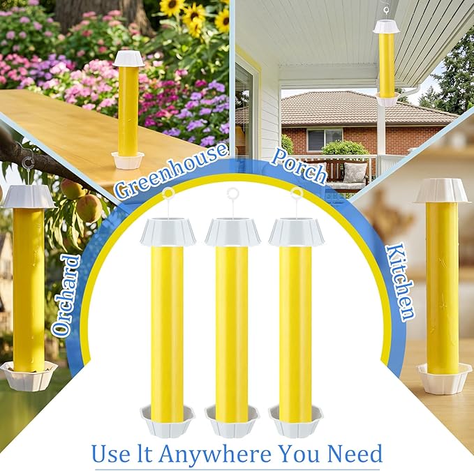 Qualirey 8 Pcs Fly Traps for Indoor Outdoor Hanging Fruit Fly Stick Trap Sticky Mosquito for Home Insect 10 x 2.5 Inches (Bright,Yellow)