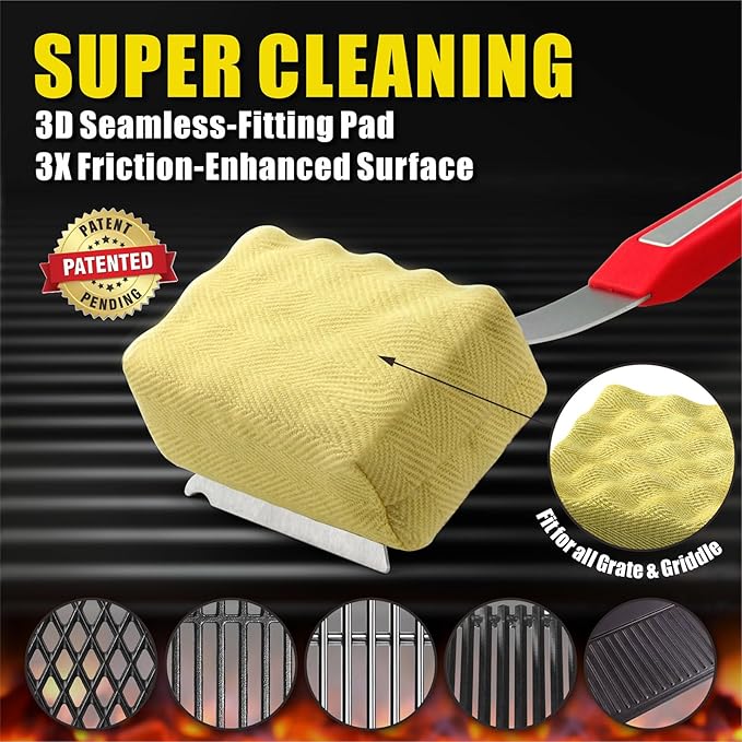 GRILLART Grill Brush Bristle Free. [SteamWizards], Includes 1 Full Grill Brush and 1 Replaceable Cleaning Head (Bundle)