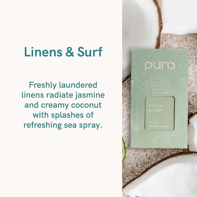 Pura - Fragrance for Smart Home Air Diffusers - Room Freshener - 6 Pack - Linens & Surf, Lavender Fields, Yuzu Citron