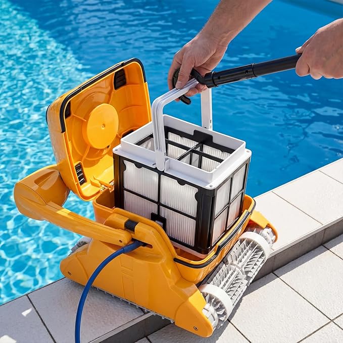 Wonderjune 1 Pcs 9991460-r1 Ultra-fine Filter Basket with Hook for All Robotic Pool Cleaner Compatible with Robotic Pool Cleaners, Pools Filters Basket Skimmer Bottom Spring Filters