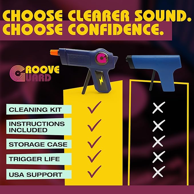 Anti Static Gun For Vinyl Records | Vinyl Record Cleaner Kit Includes Zero Static Remover Gun With Stylus Cleaner, Record Cleaning Brush, and Album Cleaning Solution - With Vintage Turntable Packaging